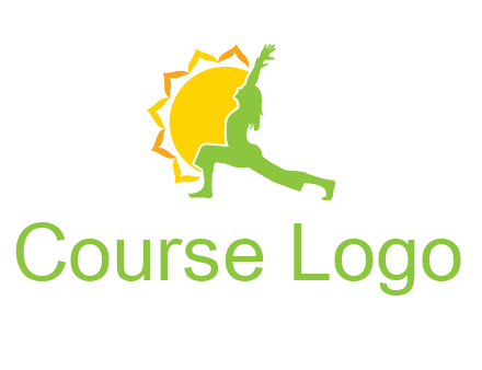 sun flower and woman bending in yoga pose logo
