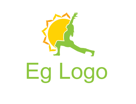 sun flower and woman bending in yoga pose logo