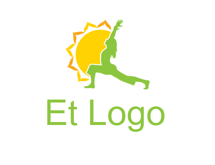 sun flower and woman bending in yoga pose logo