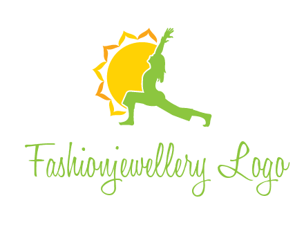 sun flower and woman bending in yoga pose logo