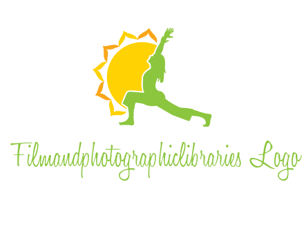 sun flower and woman bending in yoga pose logo