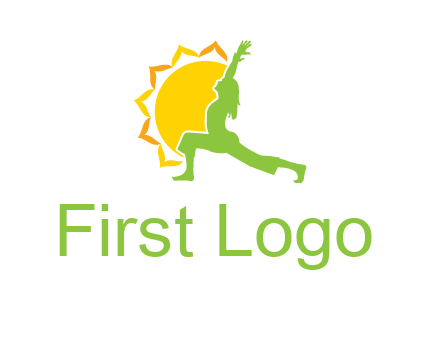 sun flower and woman bending in yoga pose logo