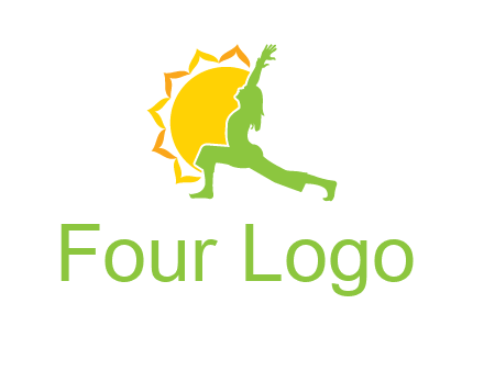 sun flower and woman bending in yoga pose logo