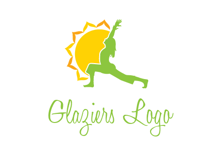 sun flower and woman bending in yoga pose logo