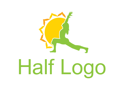 sun flower and woman bending in yoga pose logo