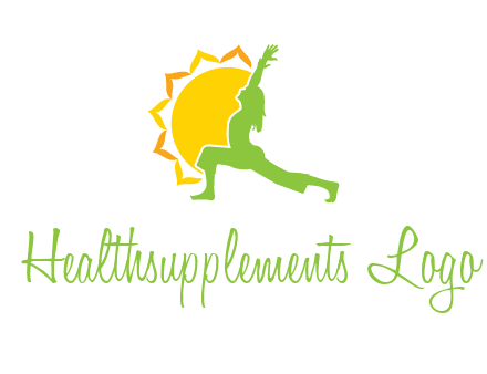 sun flower and woman bending in yoga pose logo