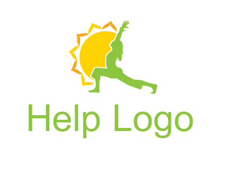 sun flower and woman bending in yoga pose logo