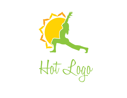 sun flower and woman bending in yoga pose logo