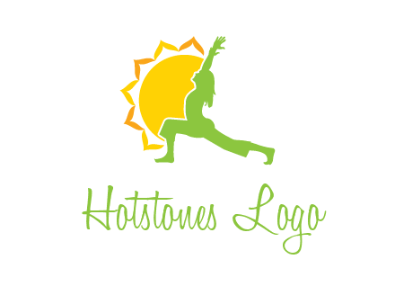 sun flower and woman bending in yoga pose logo