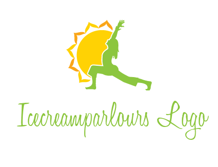 sun flower and woman bending in yoga pose logo