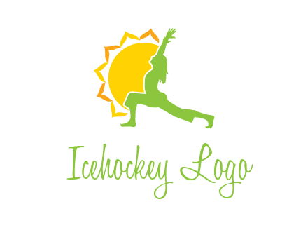 sun flower and woman bending in yoga pose logo