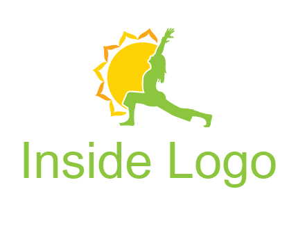 sun flower and woman bending in yoga pose logo