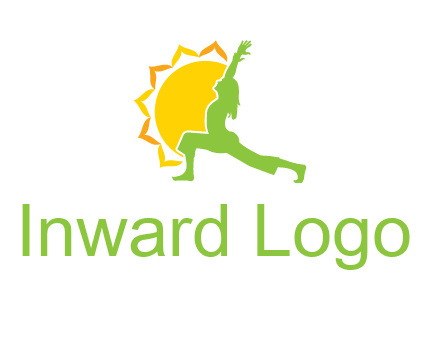 sun flower and woman bending in yoga pose logo