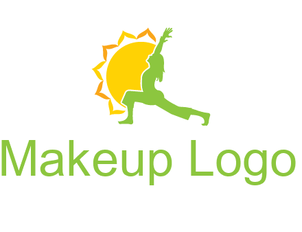 sun flower and woman bending in yoga pose logo
