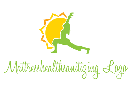 sun flower and woman bending in yoga pose logo