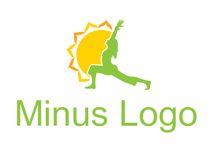 sun flower and woman bending in yoga pose logo
