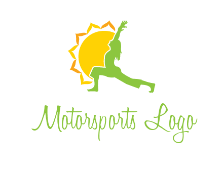sun flower and woman bending in yoga pose logo