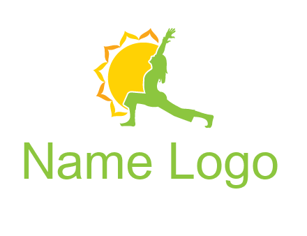 sun flower and woman bending in yoga pose logo