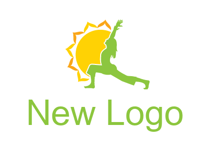 sun flower and woman bending in yoga pose logo