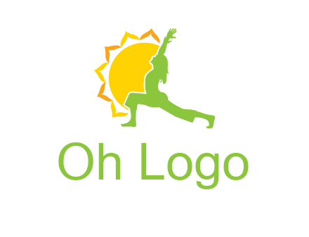 sun flower and woman bending in yoga pose logo