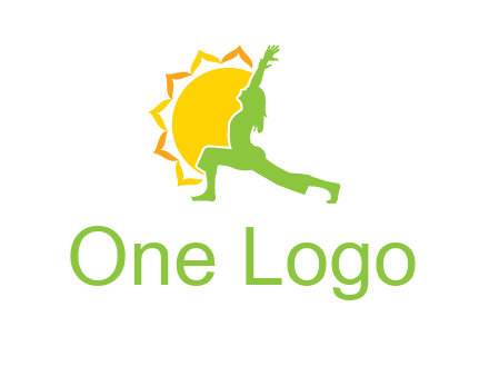 sun flower and woman bending in yoga pose logo