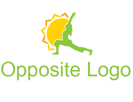 sun flower and woman bending in yoga pose logo