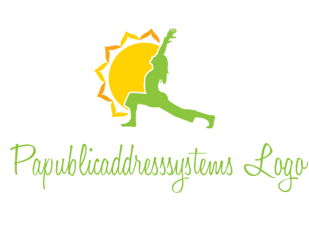 sun flower and woman bending in yoga pose logo