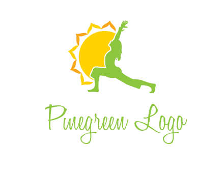 sun flower and woman bending in yoga pose logo