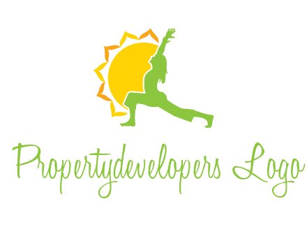 sun flower and woman bending in yoga pose logo