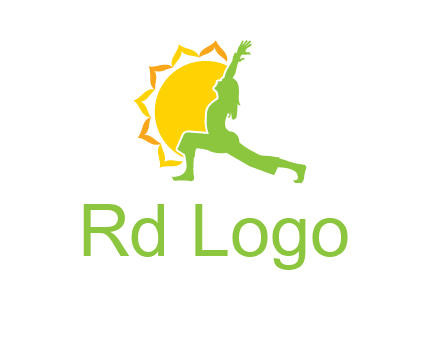 sun flower and woman bending in yoga pose logo