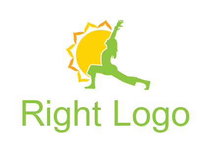 sun flower and woman bending in yoga pose logo