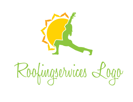 sun flower and woman bending in yoga pose logo