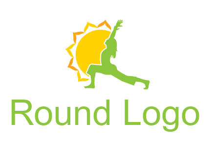 sun flower and woman bending in yoga pose logo
