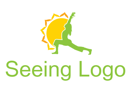 sun flower and woman bending in yoga pose logo
