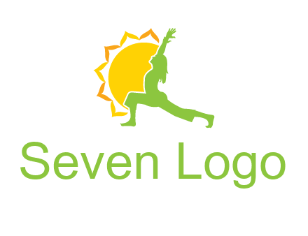 sun flower and woman bending in yoga pose logo
