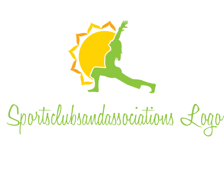 sun flower and woman bending in yoga pose logo