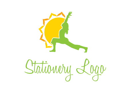 sun flower and woman bending in yoga pose logo