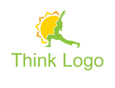 sun flower and woman bending in yoga pose logo