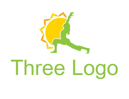 sun flower and woman bending in yoga pose logo