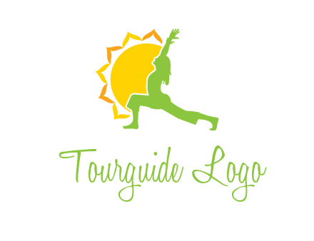 sun flower and woman bending in yoga pose logo