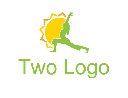 sun flower and woman bending in yoga pose logo