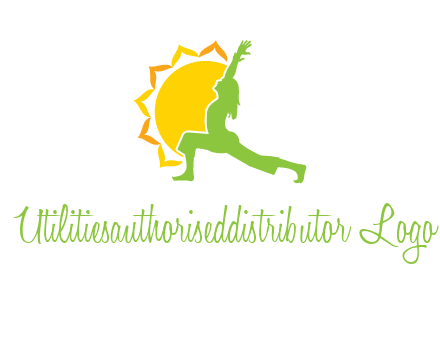 sun flower and woman bending in yoga pose logo