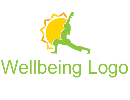 sun flower and woman bending in yoga pose logo