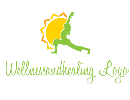 sun flower and woman bending in yoga pose logo