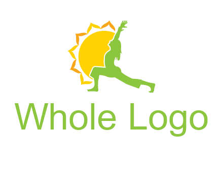 sun flower and woman bending in yoga pose logo
