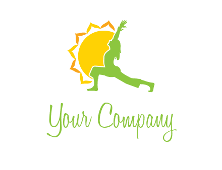 sun flower and woman bending in yoga pose logo