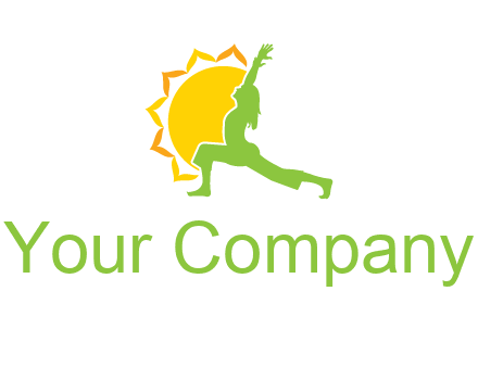 sun flower and woman bending in yoga pose logo