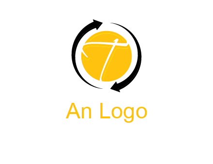 letter t inside the circle around arrows logo