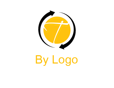 letter t inside the circle around arrows logo