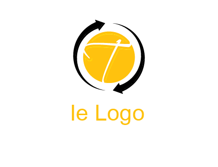 letter t inside the circle around arrows logo